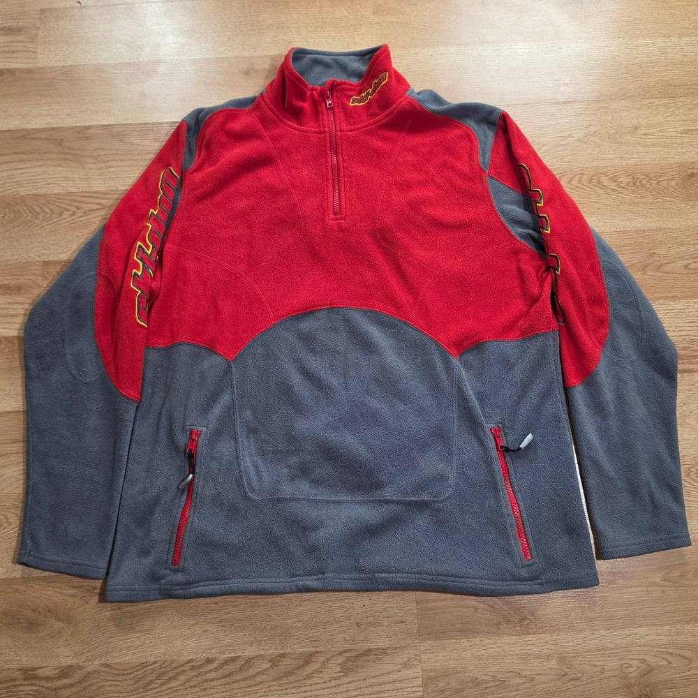 Ski-Doo Pullover Fleece Mens 2XL Team Quarter Zip Colorblock Red Grey